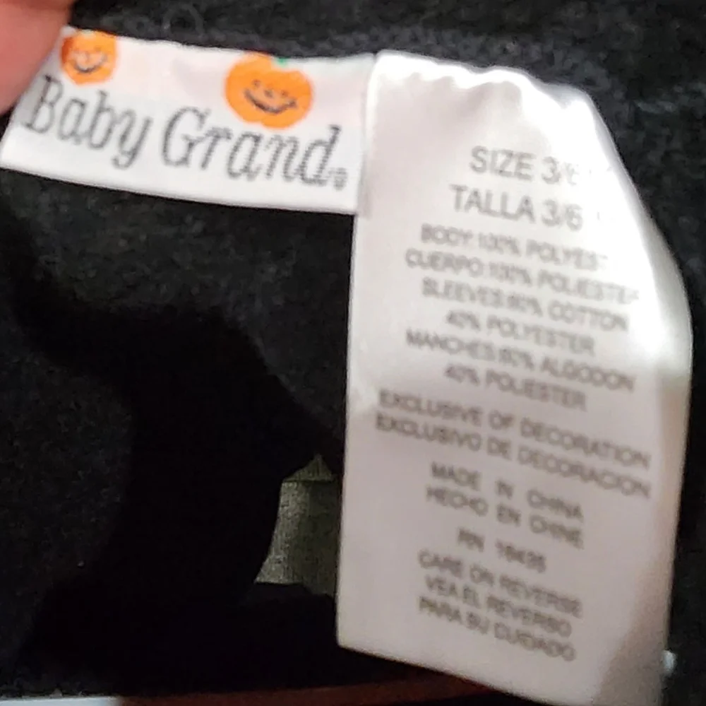 NWOT Baby Grand spider costume with trick or treat fabric bucket size 3-…